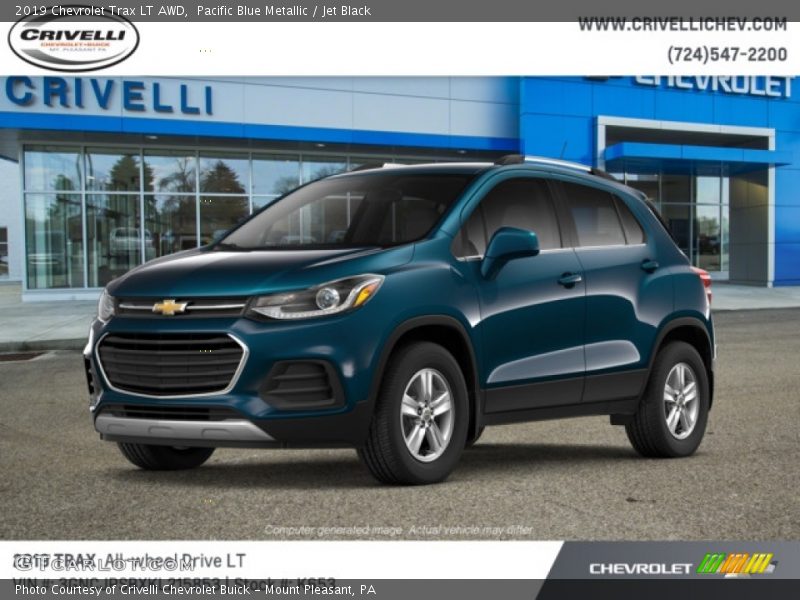 Pacific Blue Metallic / Jet Black 2019 Chevrolet Trax LT AWD