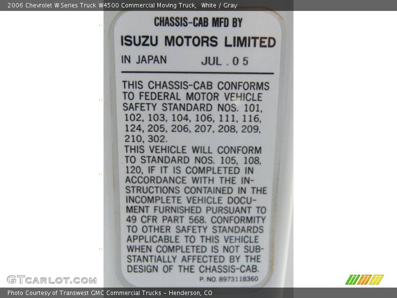 White / Gray 2006 Chevrolet W Series Truck W4500 Commercial Moving Truck