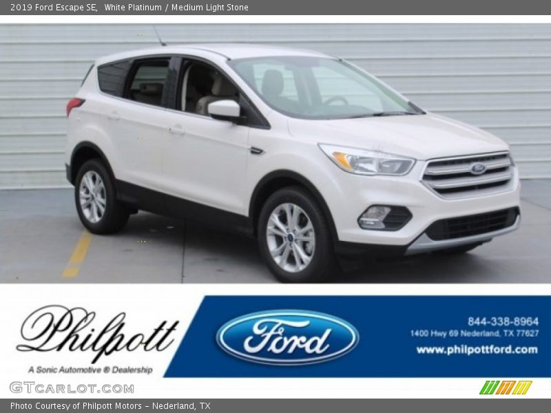 White Platinum / Medium Light Stone 2019 Ford Escape SE
