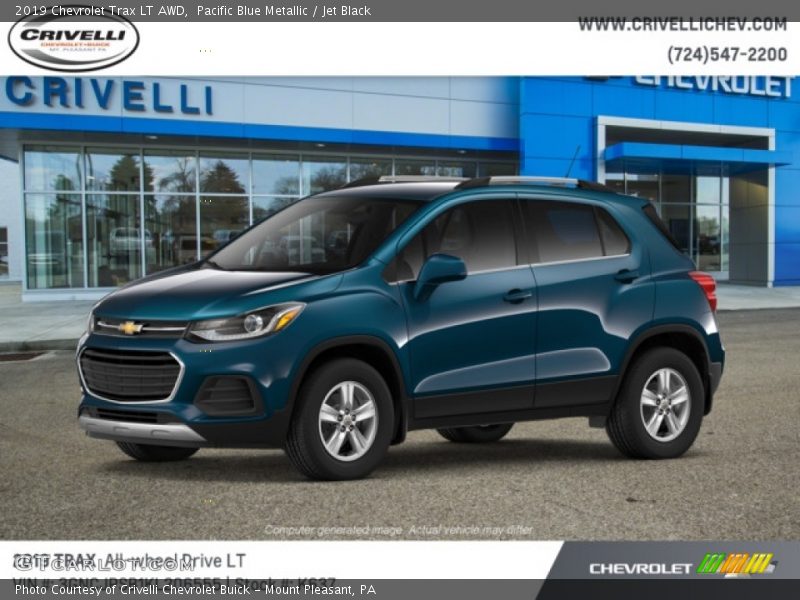 Pacific Blue Metallic / Jet Black 2019 Chevrolet Trax LT AWD