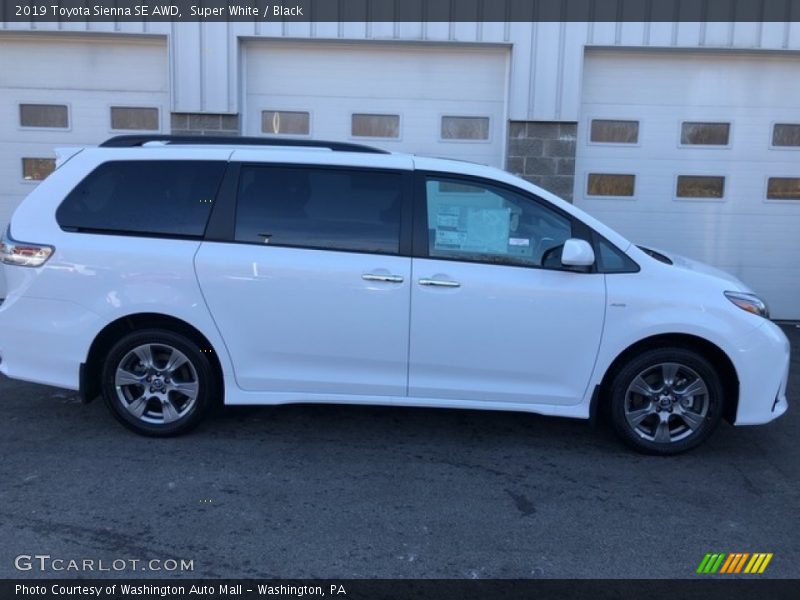 Super White / Black 2019 Toyota Sienna SE AWD