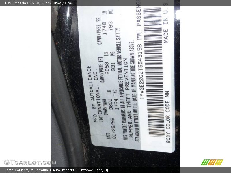 Black Onyx / Gray 1996 Mazda 626 LX