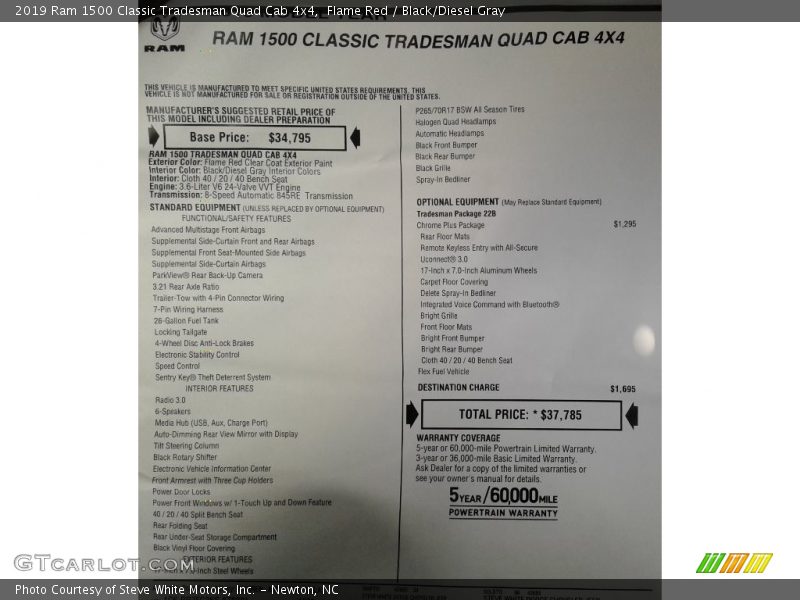 Flame Red / Black/Diesel Gray 2019 Ram 1500 Classic Tradesman Quad Cab 4x4