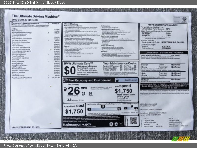 Jet Black / Black 2019 BMW X3 sDrive30i