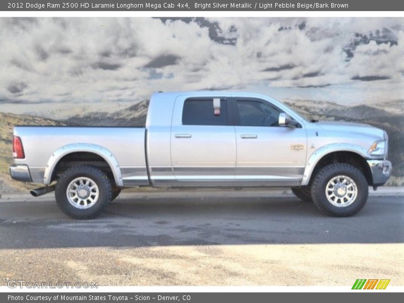 Bright Silver Metallic / Light Pebble Beige/Bark Brown 2012 Dodge Ram 2500 HD Laramie Longhorn Mega Cab 4x4