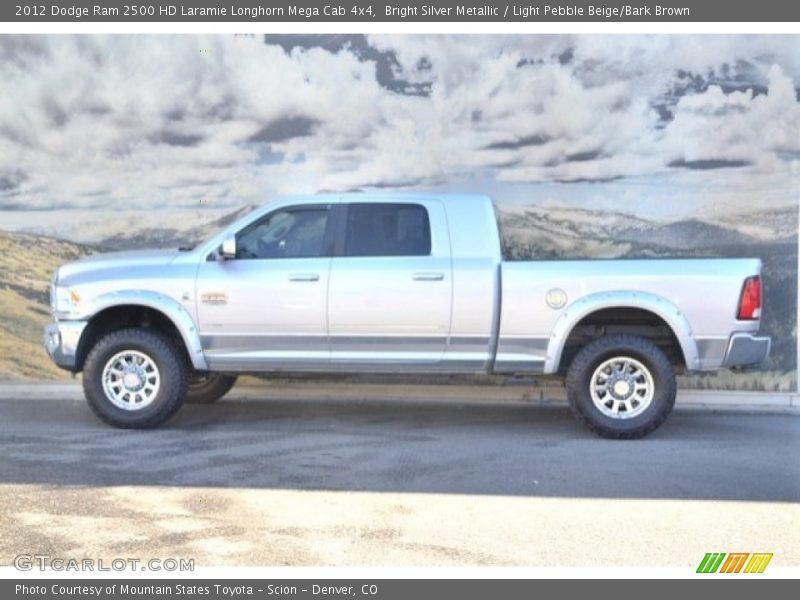 Bright Silver Metallic / Light Pebble Beige/Bark Brown 2012 Dodge Ram 2500 HD Laramie Longhorn Mega Cab 4x4