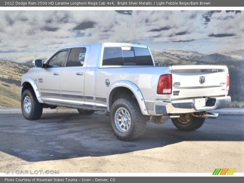 Bright Silver Metallic / Light Pebble Beige/Bark Brown 2012 Dodge Ram 2500 HD Laramie Longhorn Mega Cab 4x4