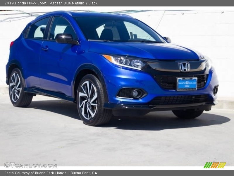 Aegean Blue Metallic / Black 2019 Honda HR-V Sport