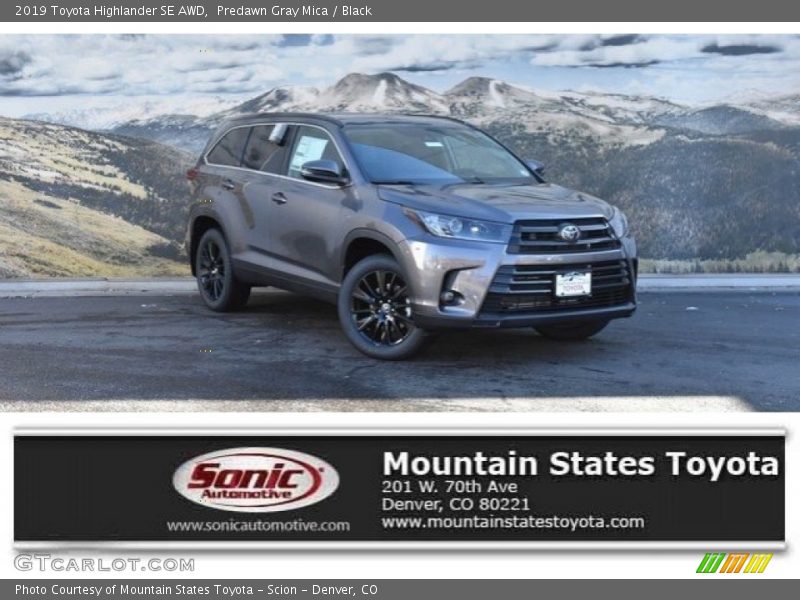 Predawn Gray Mica / Black 2019 Toyota Highlander SE AWD