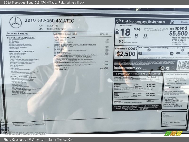 Polar White / Black 2019 Mercedes-Benz GLS 450 4Matic