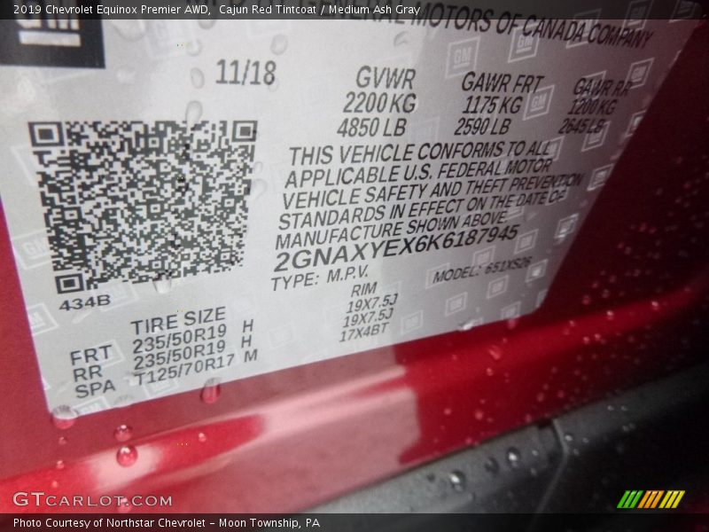 Cajun Red Tintcoat / Medium Ash Gray 2019 Chevrolet Equinox Premier AWD
