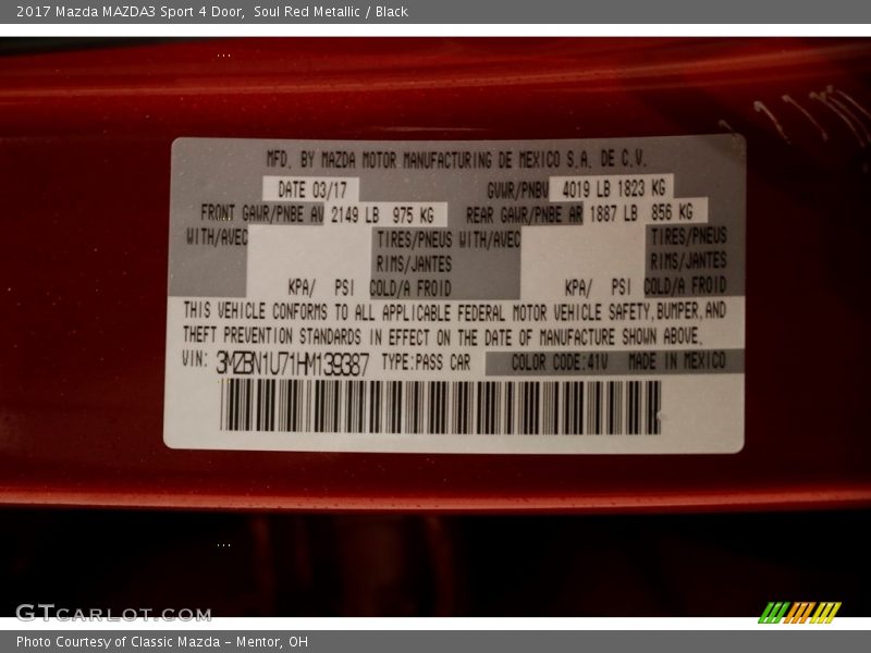 Soul Red Metallic / Black 2017 Mazda MAZDA3 Sport 4 Door