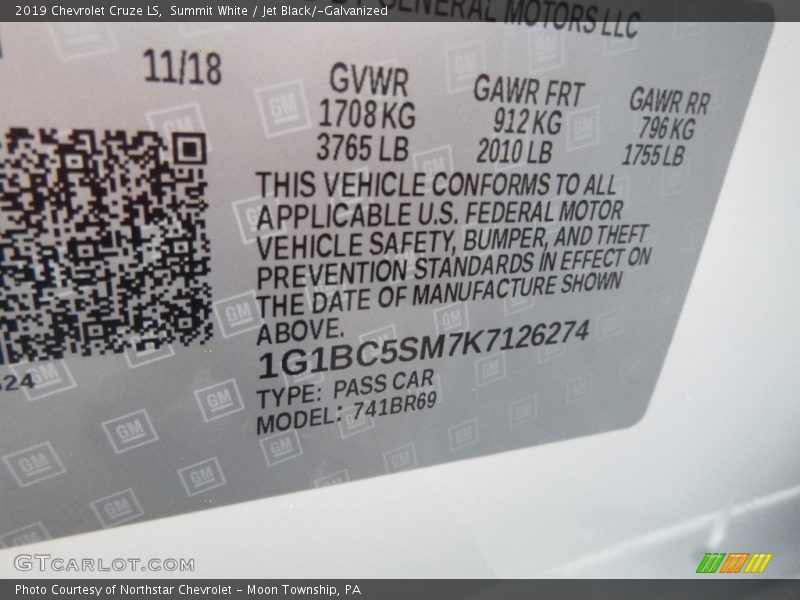 Summit White / Jet Black/­Galvanized 2019 Chevrolet Cruze LS