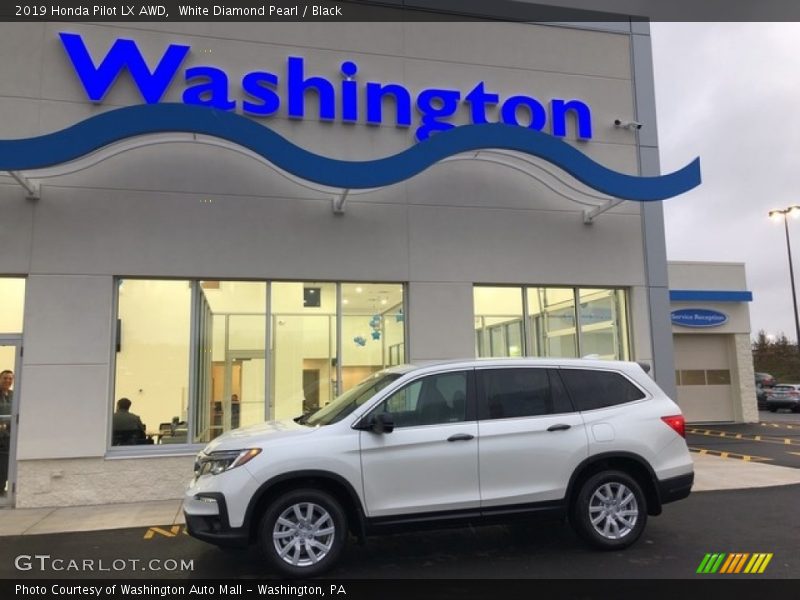 White Diamond Pearl / Black 2019 Honda Pilot LX AWD