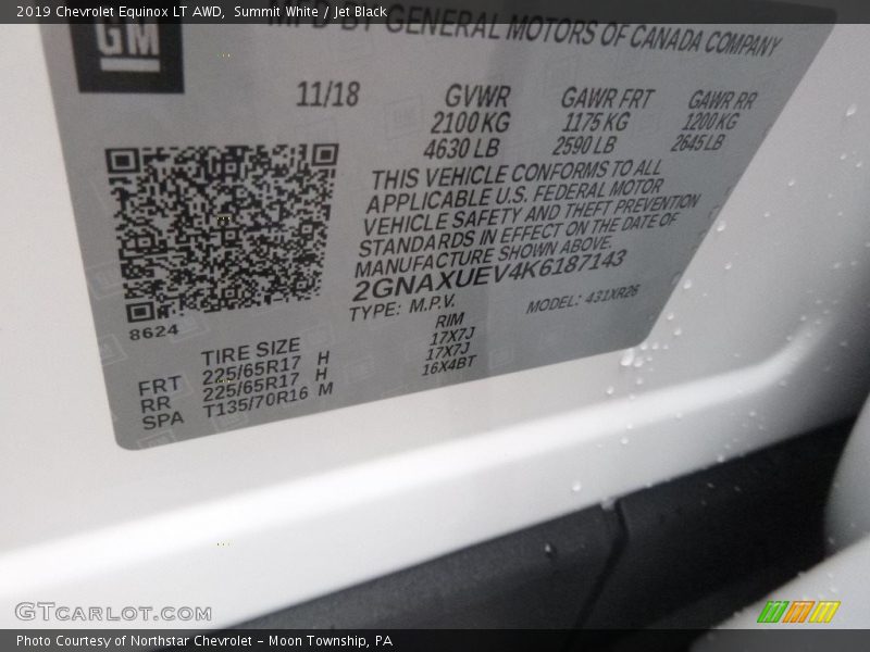 Summit White / Jet Black 2019 Chevrolet Equinox LT AWD