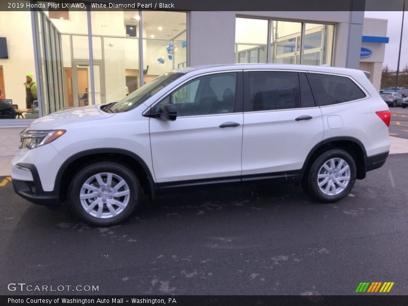 White Diamond Pearl / Black 2019 Honda Pilot LX AWD