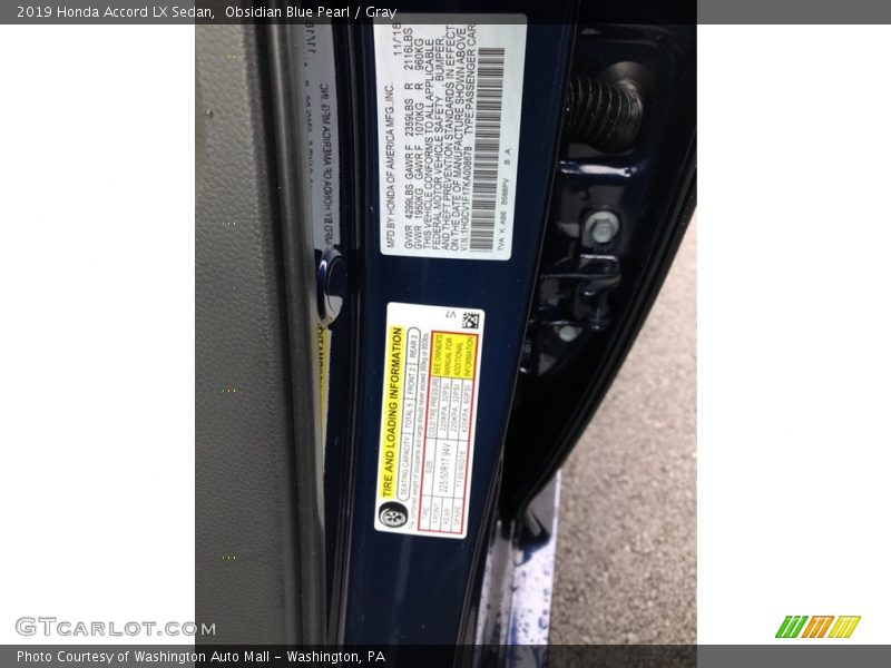 2019 Accord LX Sedan Obsidian Blue Pearl Color Code B588PV