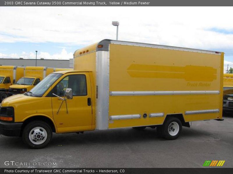 Yellow / Medium Pewter 2003 GMC Savana Cutaway 3500 Commercial Moving Truck