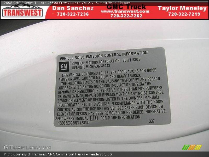 Summit White / Pewter 2008 GMC C Series Topkick C5500 Crew Cab 4x4 Chassis