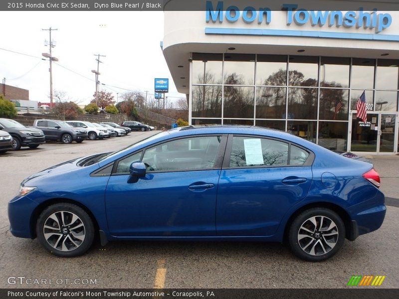 Dyno Blue Pearl / Black 2015 Honda Civic EX Sedan
