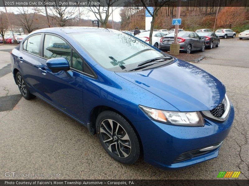 Dyno Blue Pearl / Black 2015 Honda Civic EX Sedan