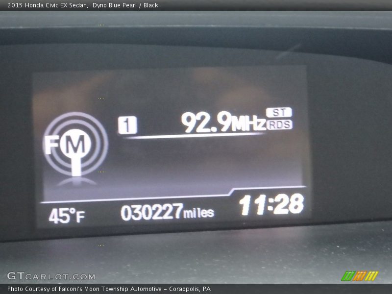 Dyno Blue Pearl / Black 2015 Honda Civic EX Sedan