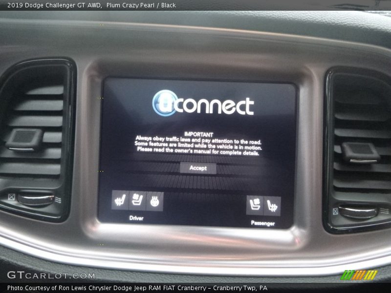 Plum Crazy Pearl / Black 2019 Dodge Challenger GT AWD