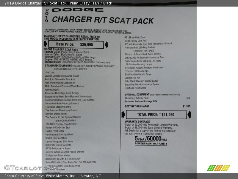 Plum Crazy Pearl / Black 2019 Dodge Charger R/T Scat Pack