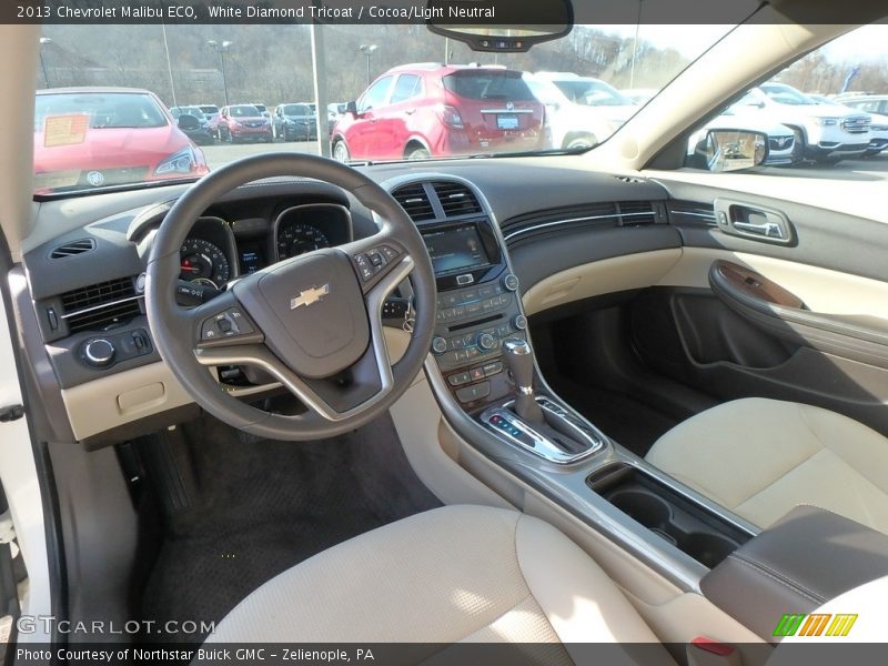 White Diamond Tricoat / Cocoa/Light Neutral 2013 Chevrolet Malibu ECO