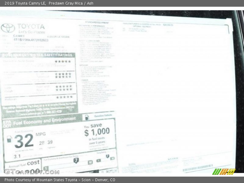 Predawn Gray Mica / Ash 2019 Toyota Camry LE