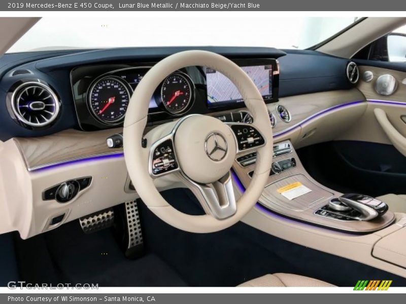 Lunar Blue Metallic / Macchiato Beige/Yacht Blue 2019 Mercedes-Benz E 450 Coupe