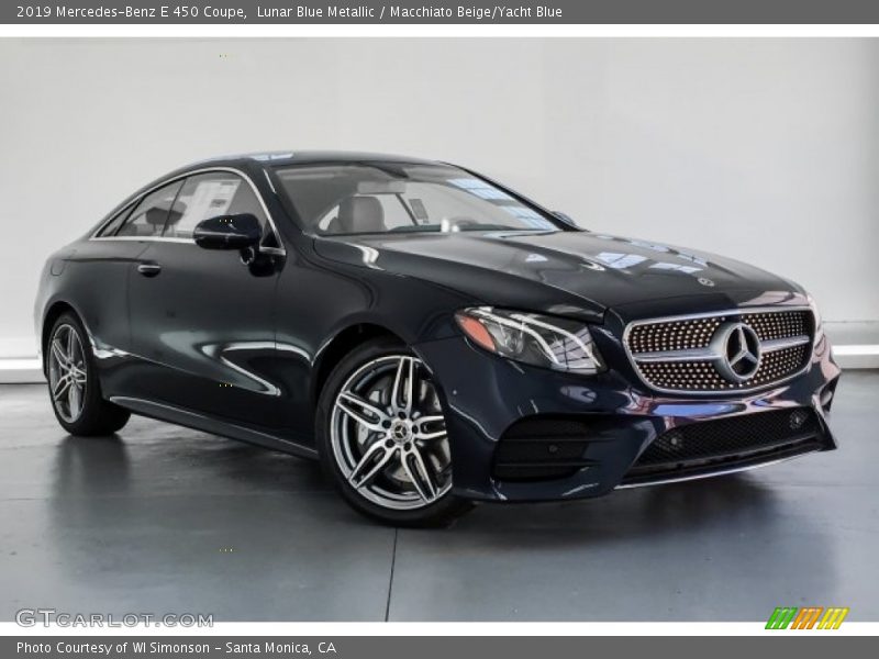 Lunar Blue Metallic / Macchiato Beige/Yacht Blue 2019 Mercedes-Benz E 450 Coupe