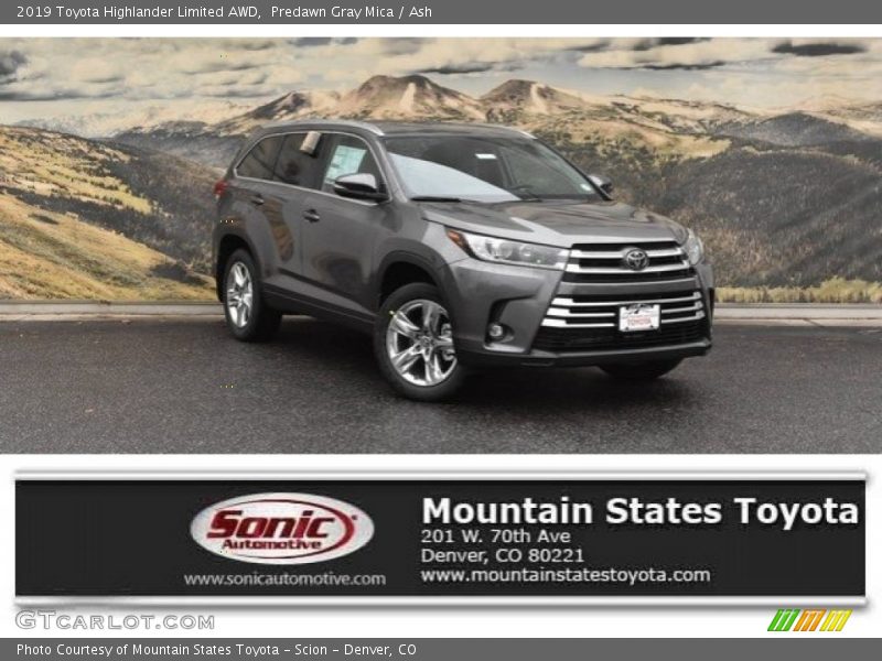 Predawn Gray Mica / Ash 2019 Toyota Highlander Limited AWD