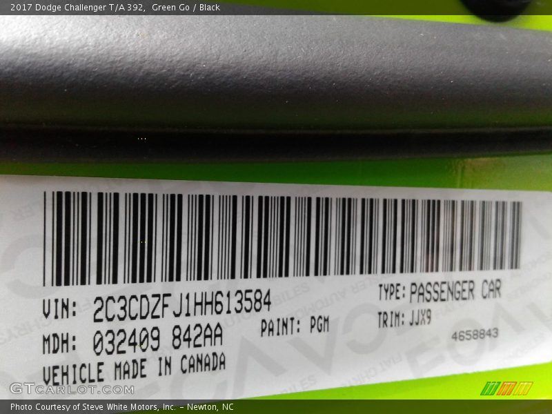 Green Go / Black 2017 Dodge Challenger T/A 392