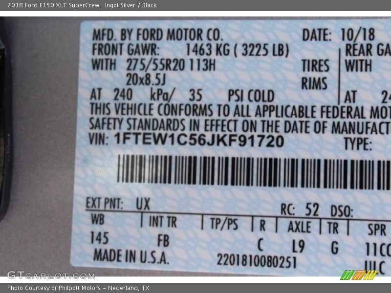 Ingot Silver / Black 2018 Ford F150 XLT SuperCrew