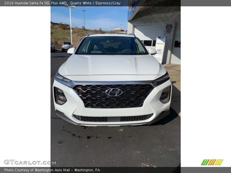 Quartz White / Espresso/Gray 2019 Hyundai Santa Fe SEL Plus AWD