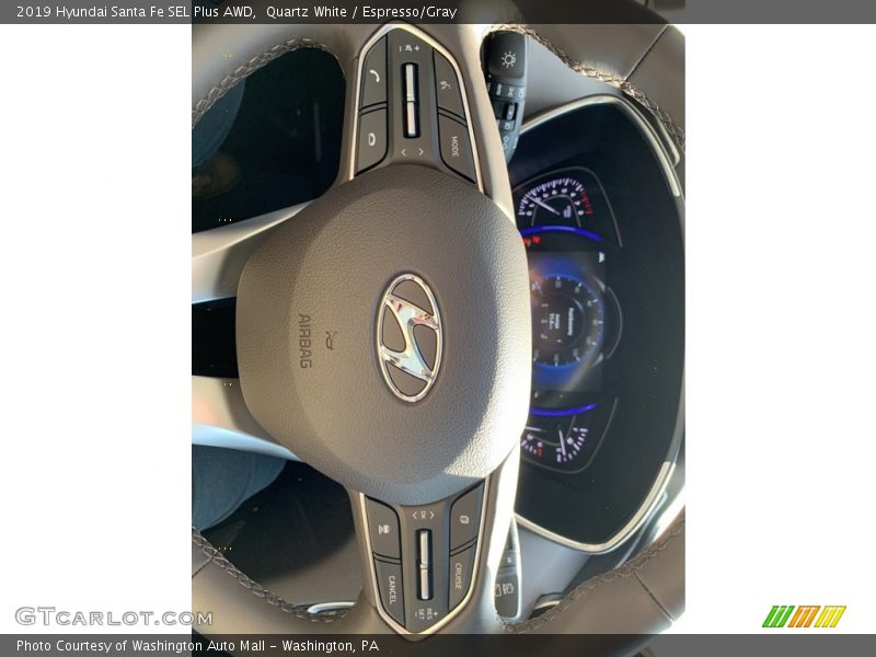 Quartz White / Espresso/Gray 2019 Hyundai Santa Fe SEL Plus AWD