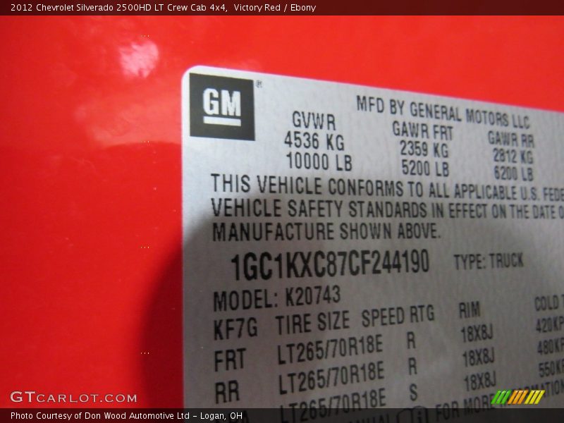 Victory Red / Ebony 2012 Chevrolet Silverado 2500HD LT Crew Cab 4x4