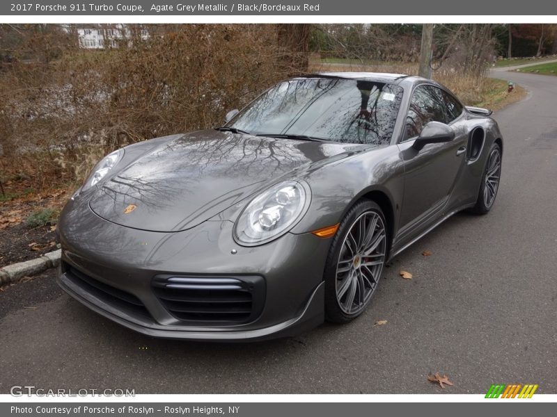 Agate Grey Metallic / Black/Bordeaux Red 2017 Porsche 911 Turbo Coupe