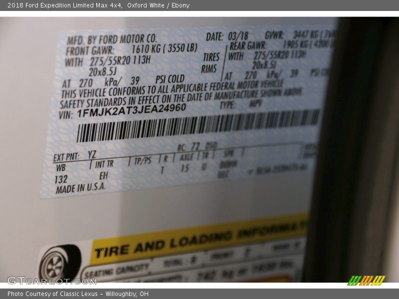 Oxford White / Ebony 2018 Ford Expedition Limited Max 4x4