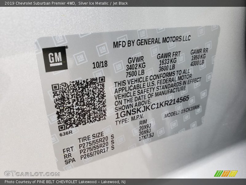 Silver Ice Metallic / Jet Black 2019 Chevrolet Suburban Premier 4WD