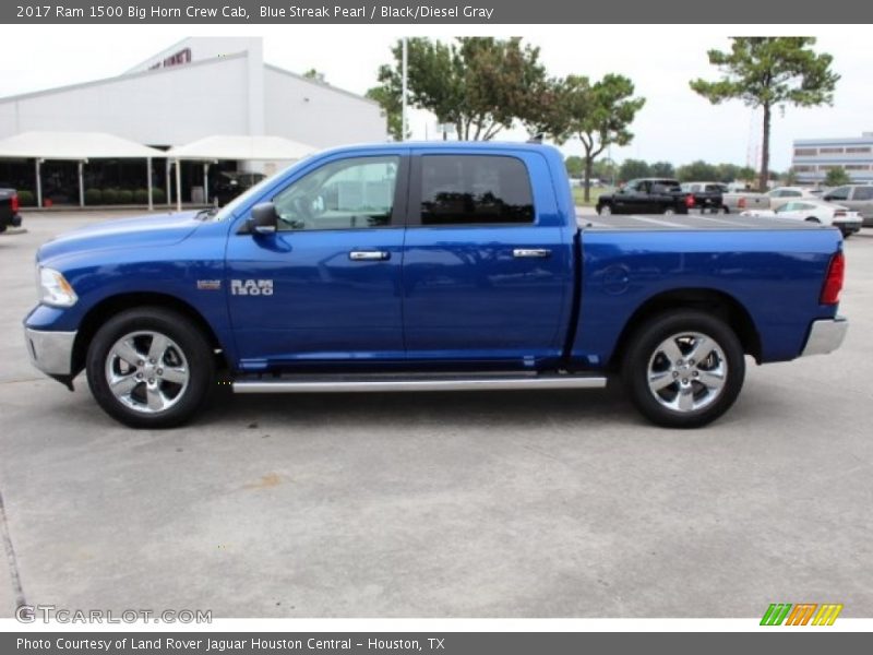 Blue Streak Pearl / Black/Diesel Gray 2017 Ram 1500 Big Horn Crew Cab