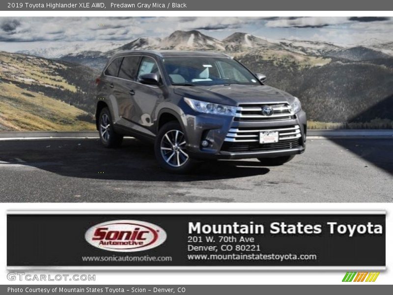 Predawn Gray Mica / Black 2019 Toyota Highlander XLE AWD
