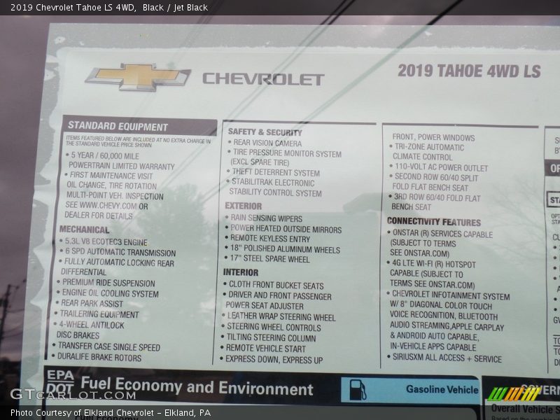 Black / Jet Black 2019 Chevrolet Tahoe LS 4WD