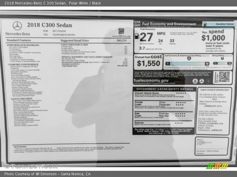 Polar White / Black 2018 Mercedes-Benz C 300 Sedan