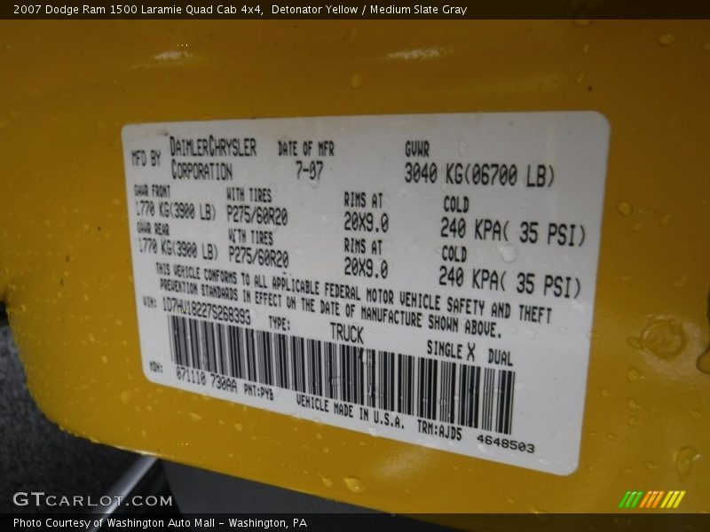 Detonator Yellow / Medium Slate Gray 2007 Dodge Ram 1500 Laramie Quad Cab 4x4