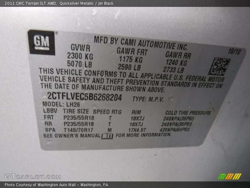 Quicksilver Metallic / Jet Black 2011 GMC Terrain SLT AWD