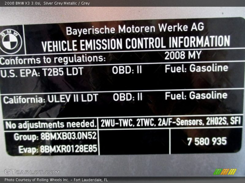 Silver Grey Metallic / Grey 2008 BMW X3 3.0si