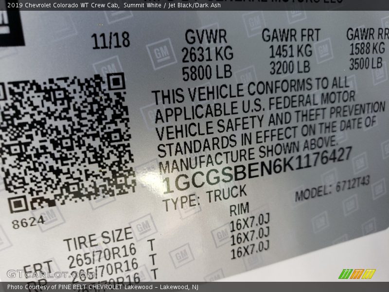 Summit White / Jet Black/Dark Ash 2019 Chevrolet Colorado WT Crew Cab