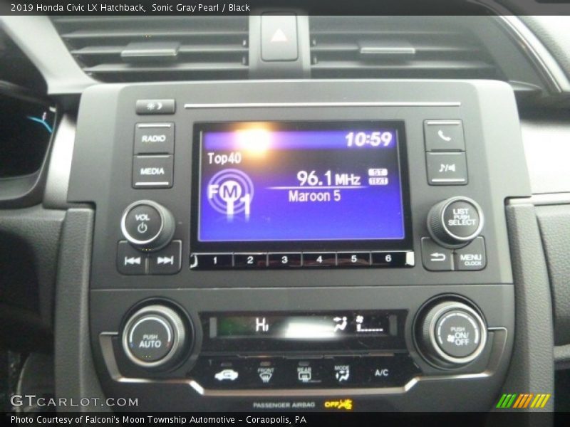 Sonic Gray Pearl / Black 2019 Honda Civic LX Hatchback